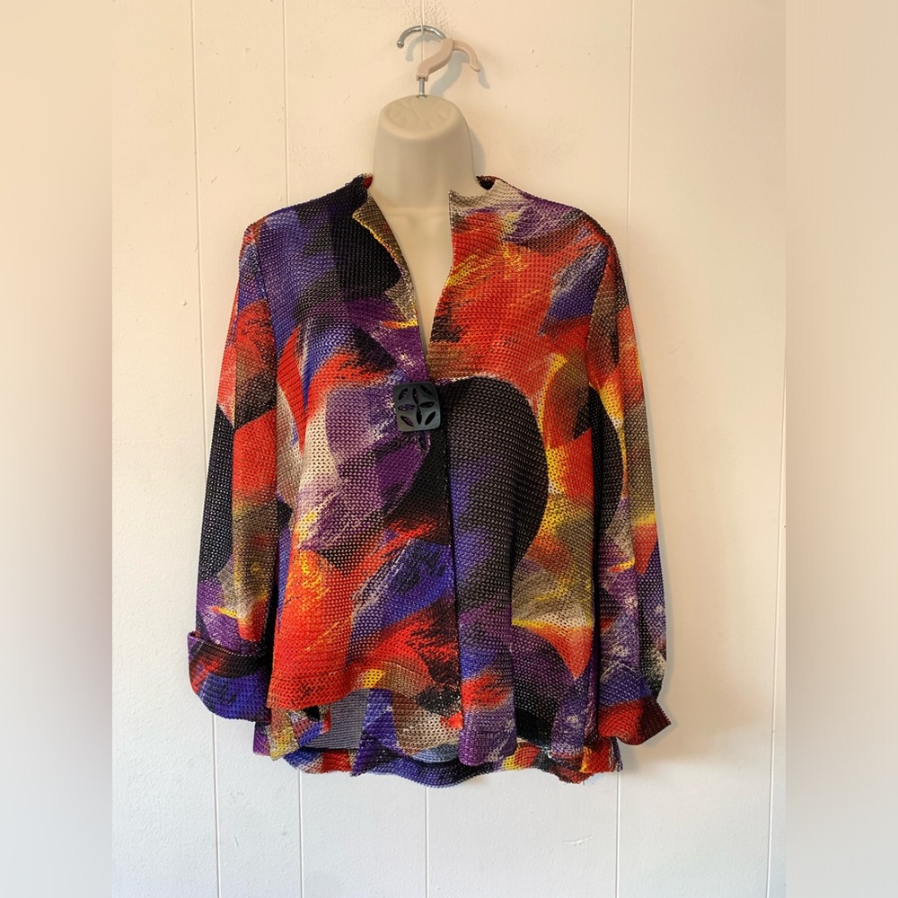 Joseph Ribkoff Multi Color Mesh Asymmetrical One … - image 2